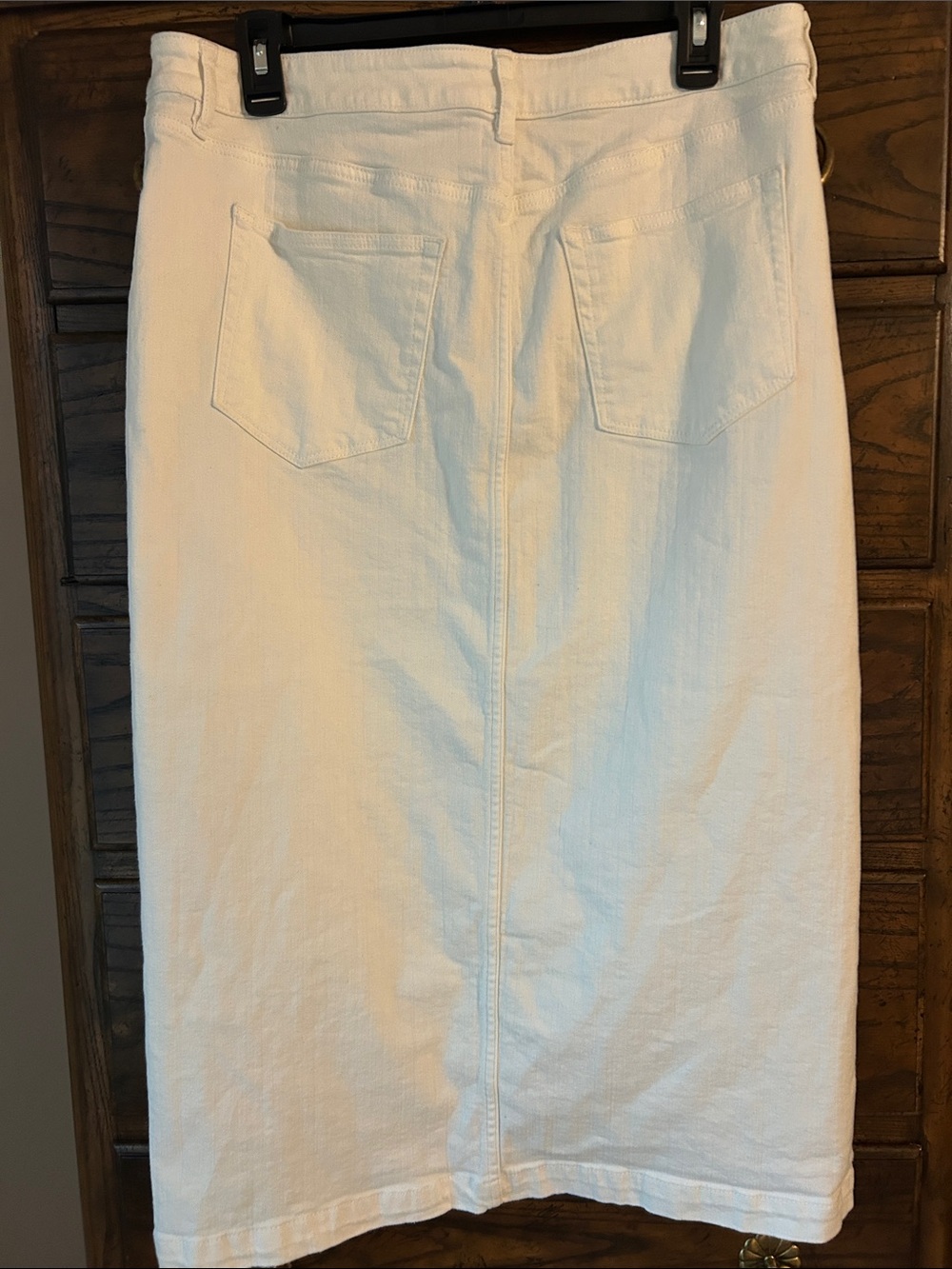 LOFT White Denim Button-Front Midi Skirt, Size 12 - Picture 4 of 5